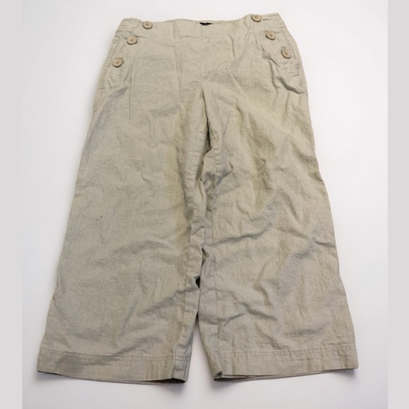 LARRY LEVINE Linen Blend Wide Leg Cropped Culottes Size 8 - Picture 1 of 6